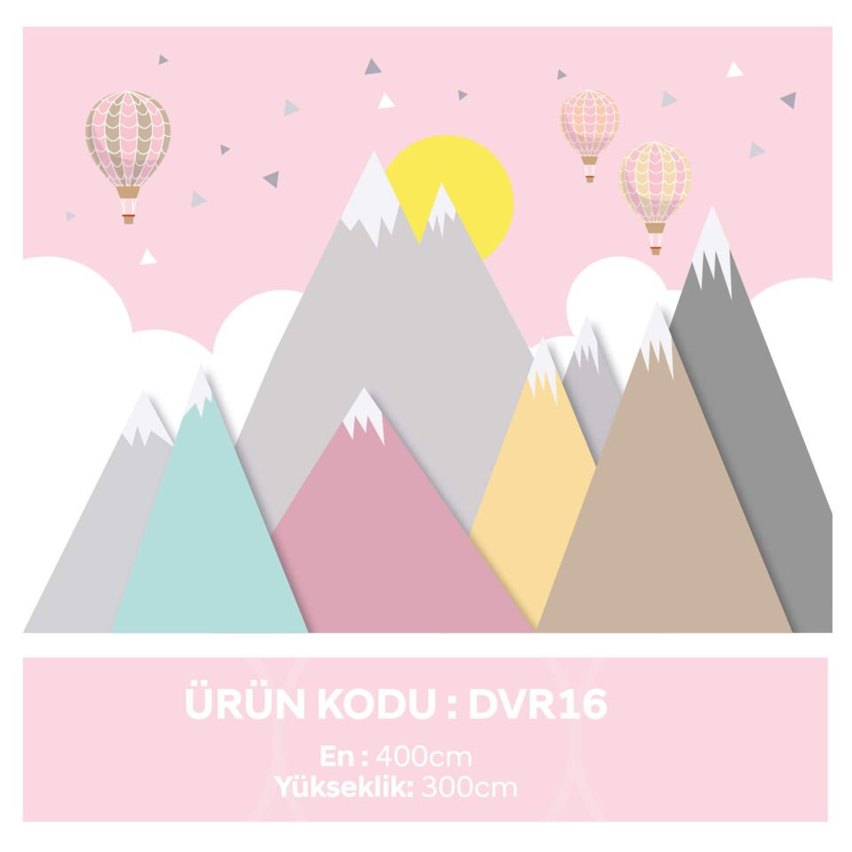 Pembe Dağ Uçan Balonlar Duvar Kağıdı