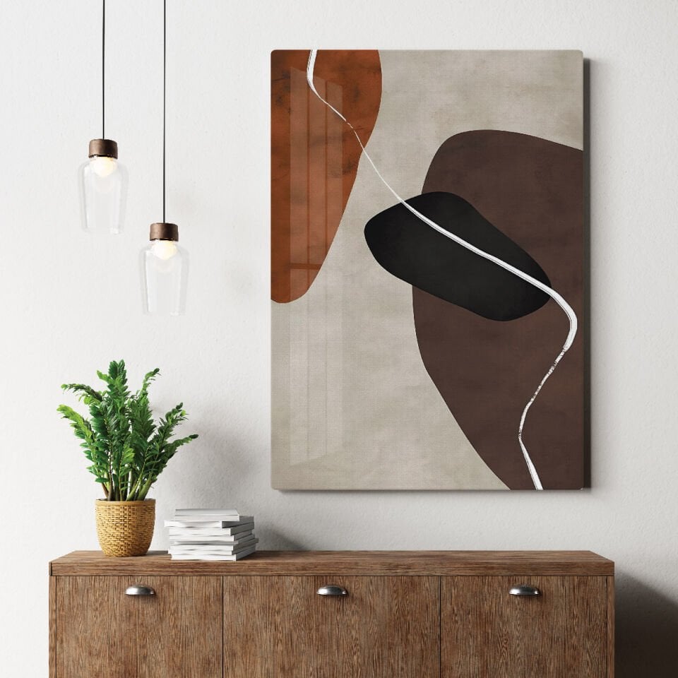 Kahverengi Boho Bohem Tarz Soyut Tema Kanvas Tablo