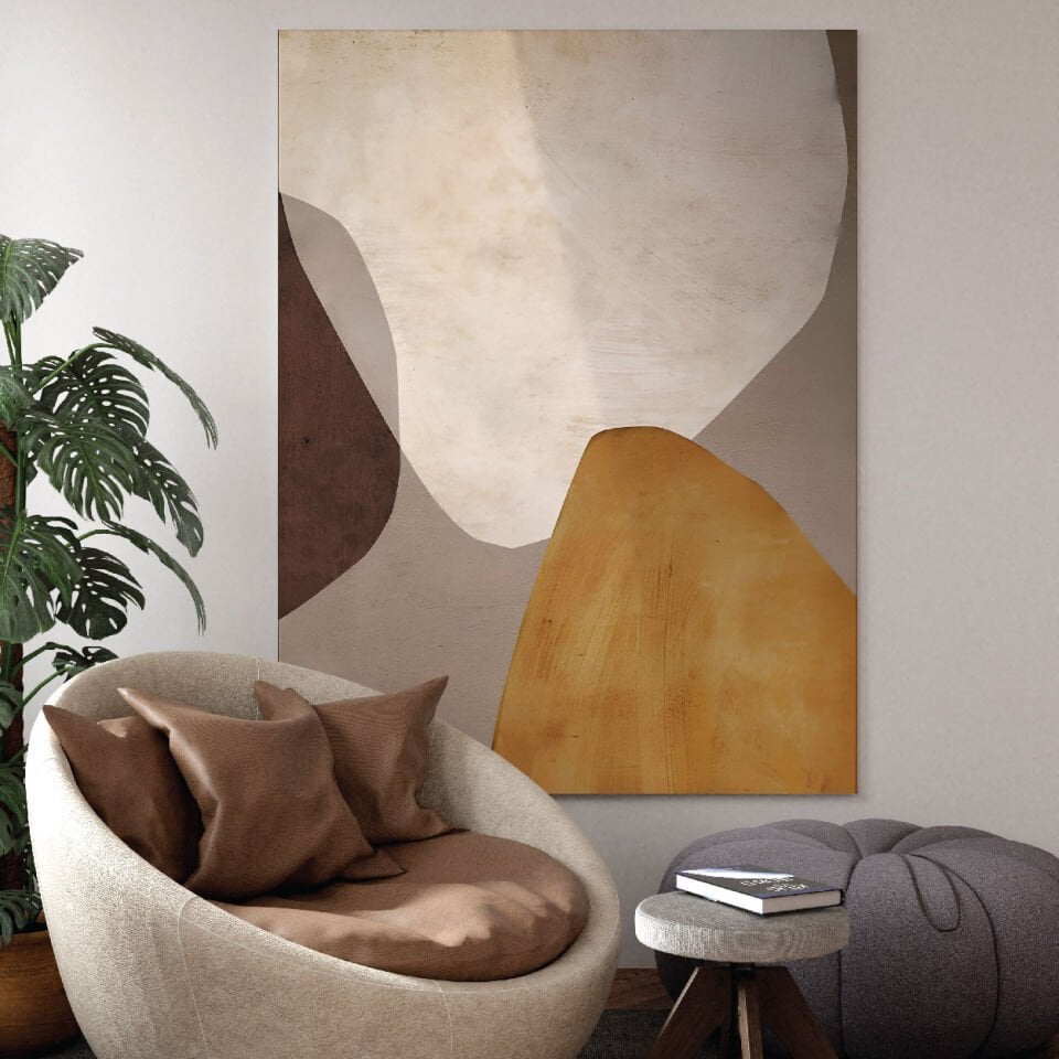 Boho Bohem Tarz Sarı Soyut Tema Kanvas Tablo