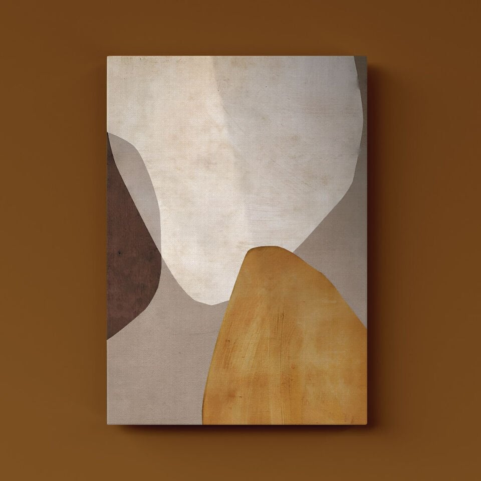 Boho Bohem Tarz Sarı Soyut Tema Kanvas Tablo