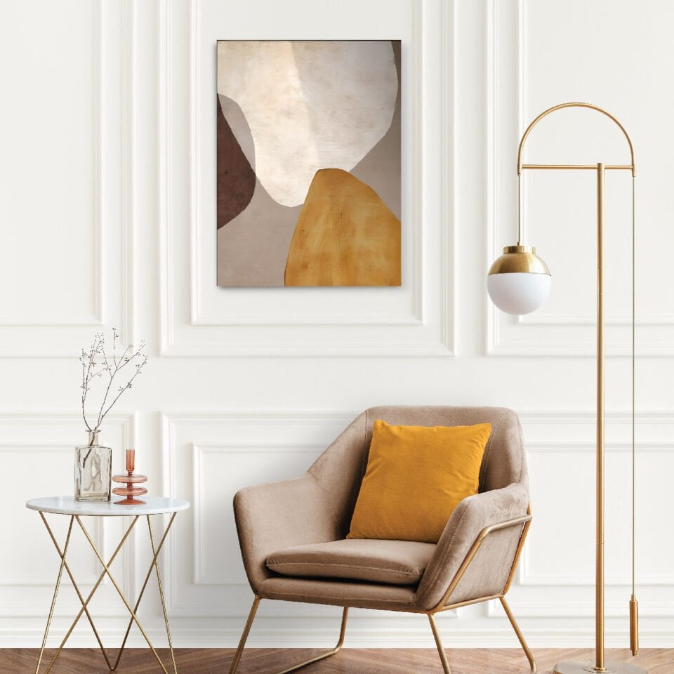 Boho Bohem Tarz Sarı Soyut Tema Kanvas Tablo