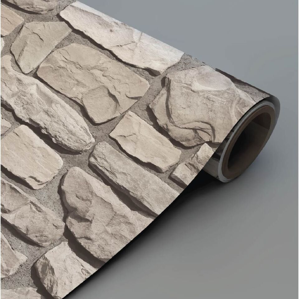 Krem Renk Taş Desen Duvar Kağıdı