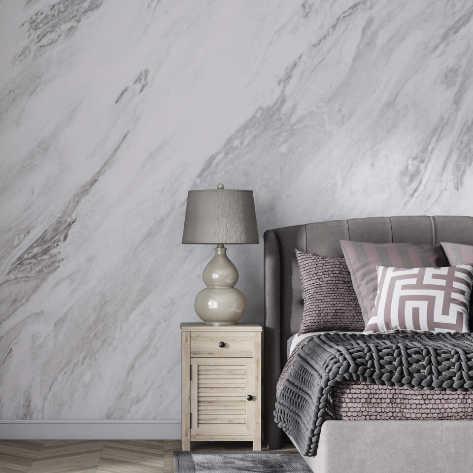 Beyaz Mermer Desen Duvar Kağıdı