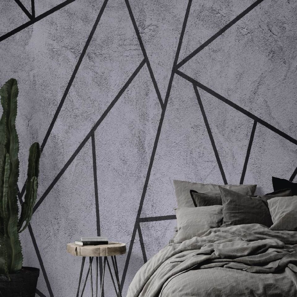 Gri Geometrik Desen Duvar Kağıdı