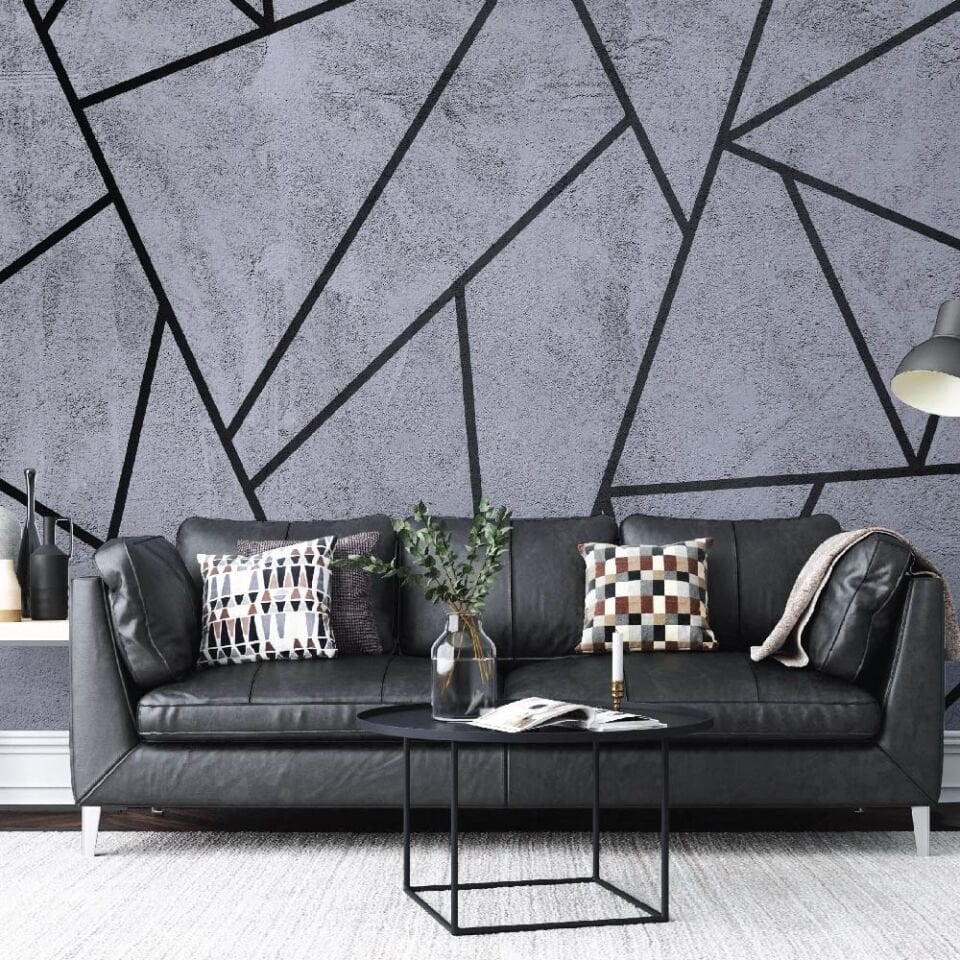 Gri Geometrik Desen Duvar Kağıdı