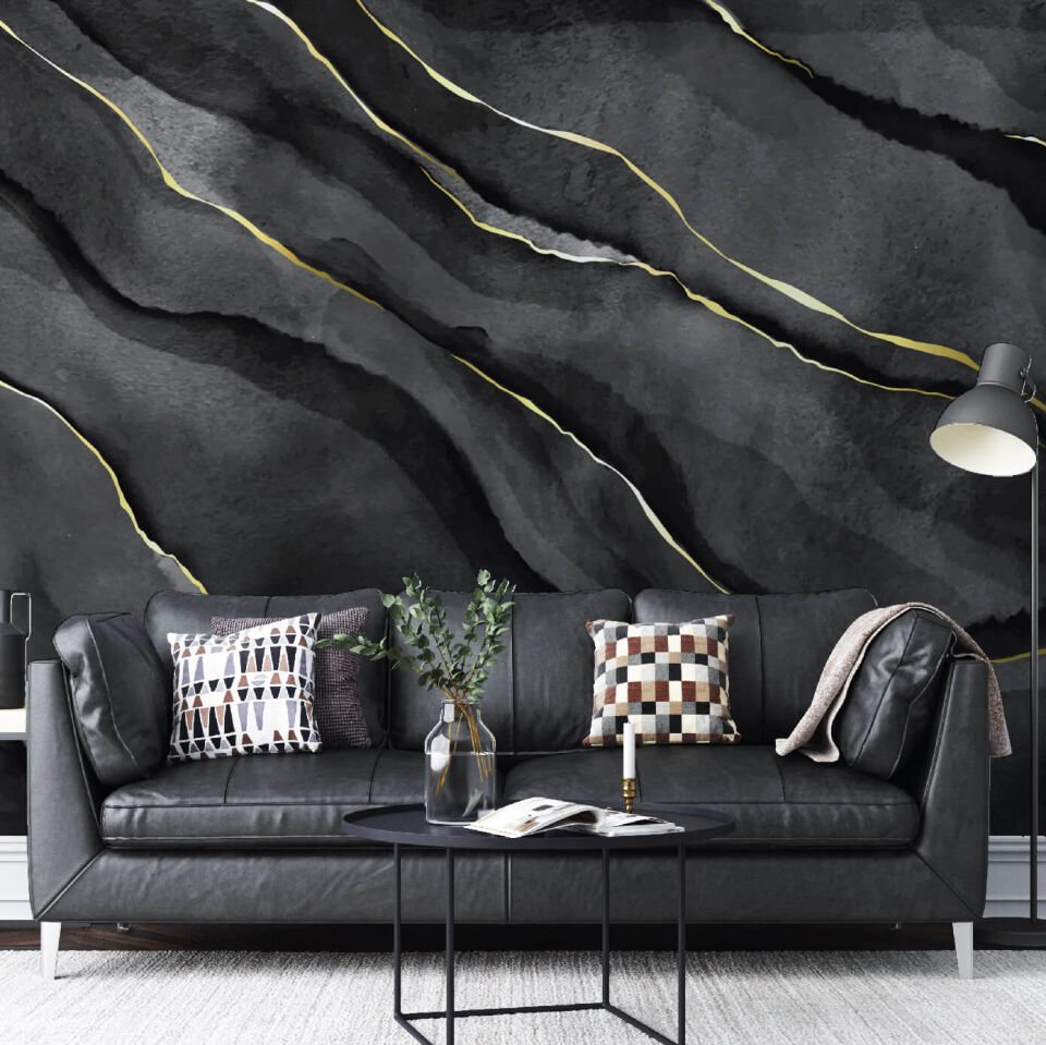 Siyah Gold Mermer Duvar Kağıdı