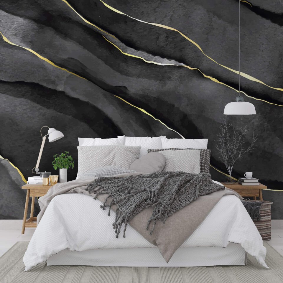 Siyah Gold Mermer Duvar Kağıdı
