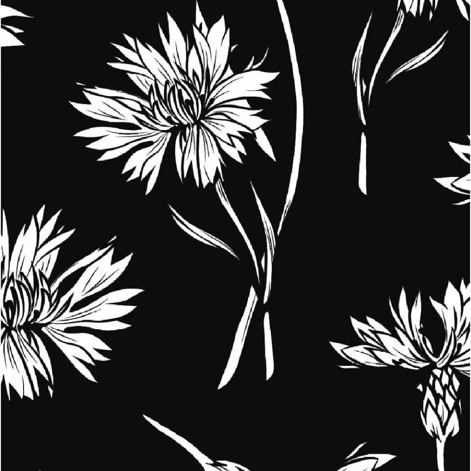 Siyah Çiçek Desenleri Duvar Kağıdı