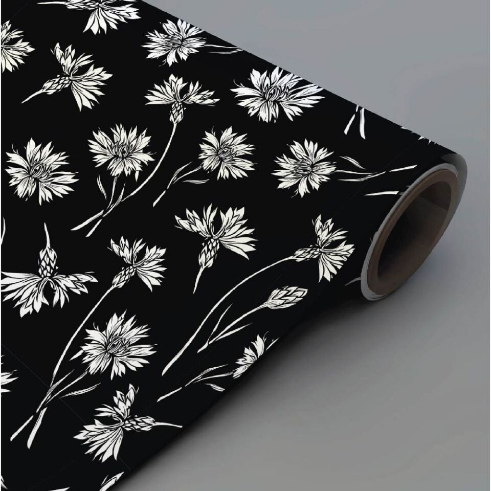 Siyah Çiçek Desenleri Duvar Kağıdı
