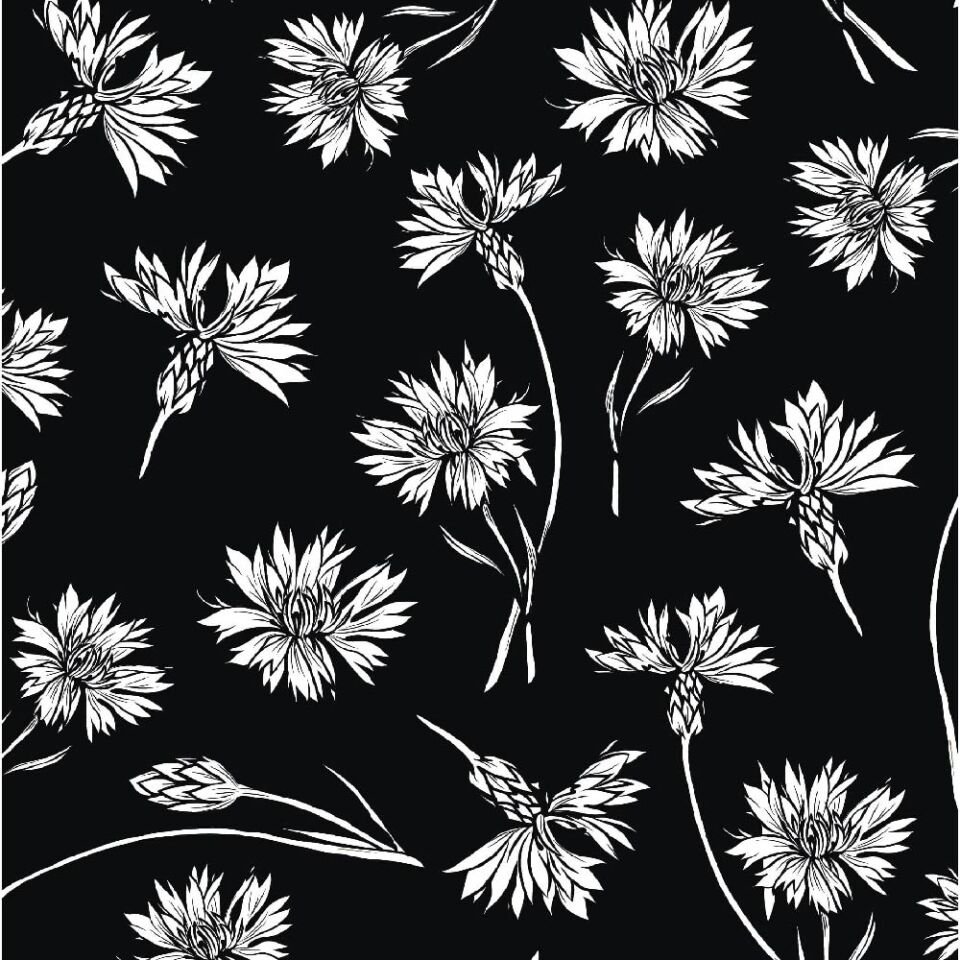 Siyah Çiçek Desenleri Duvar Kağıdı