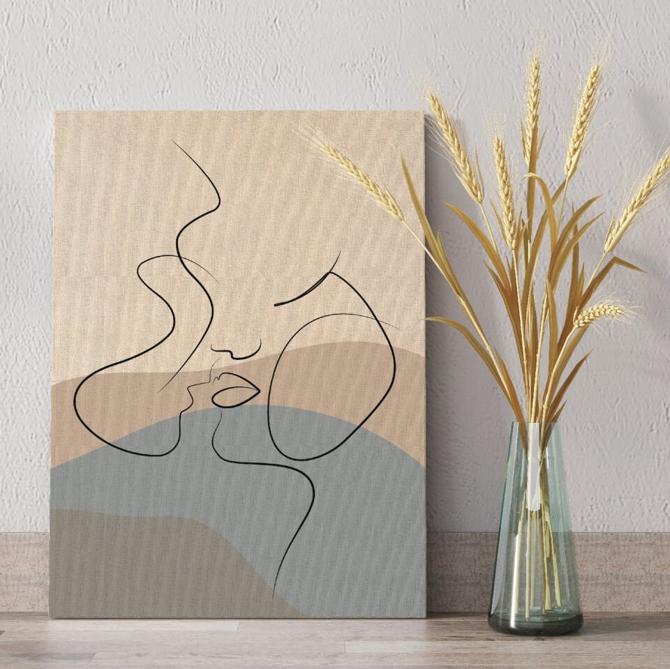 Kadın ve Erkek Siliüeti Dekoratif Kanvas Tablo