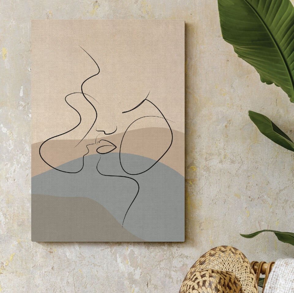 Kadın ve Erkek Siliüeti Dekoratif Kanvas Tablo