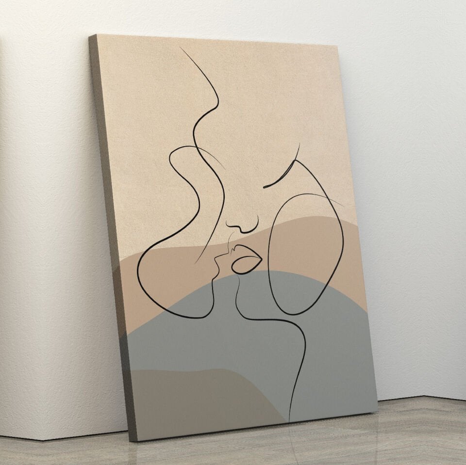 Kadın ve Erkek Siliüeti Dekoratif Kanvas Tablo