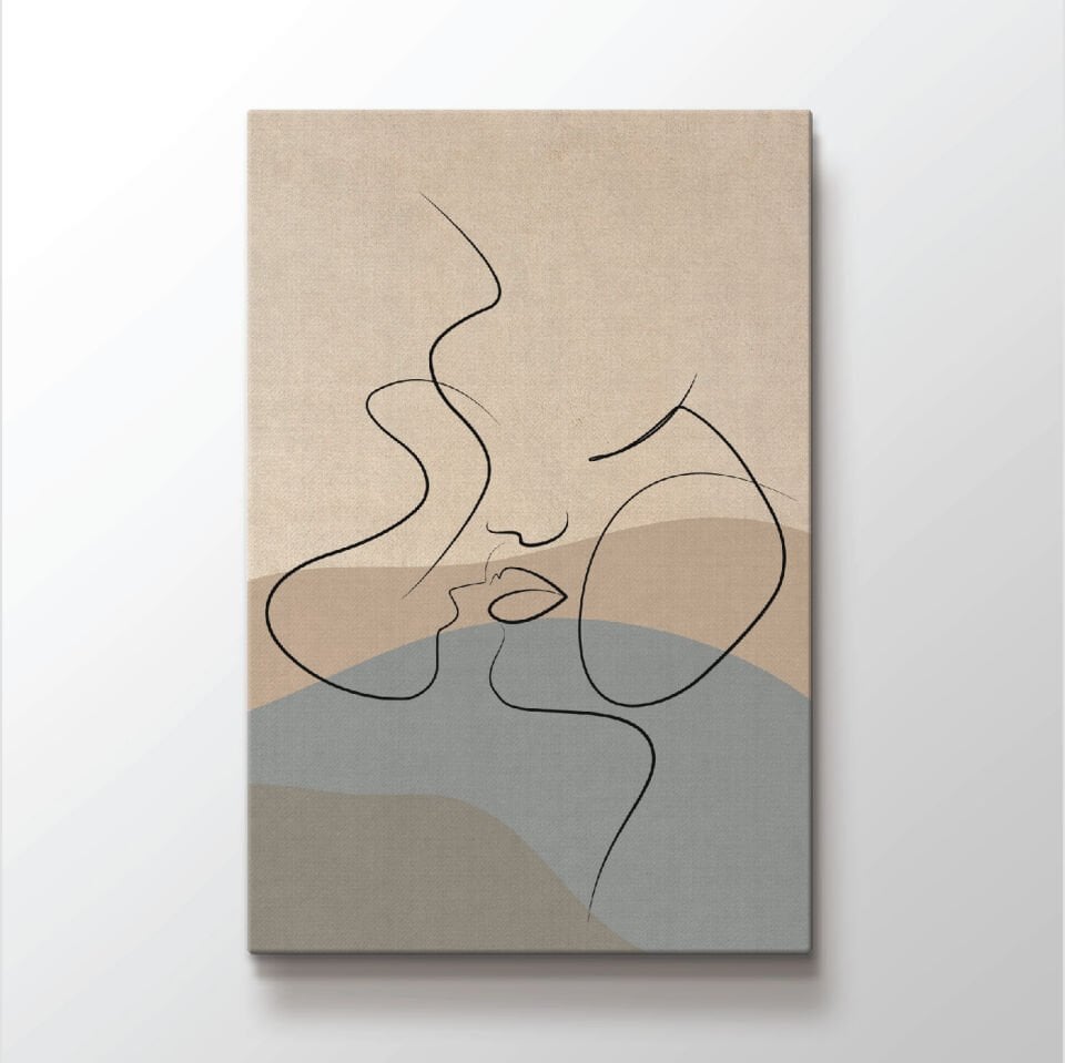 Kadın ve Erkek Siliüeti Dekoratif Kanvas Tablo