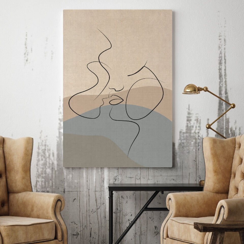 Kadın ve Erkek Siliüeti Dekoratif Kanvas Tablo