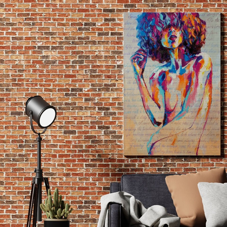 Soyut Renkli Saçlı Soyut Dekoratif Kadın Kanvas Tablo