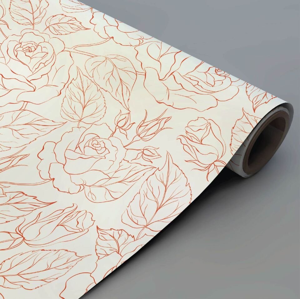 Kırmızı Gül Deseni Duvar Kağıdı