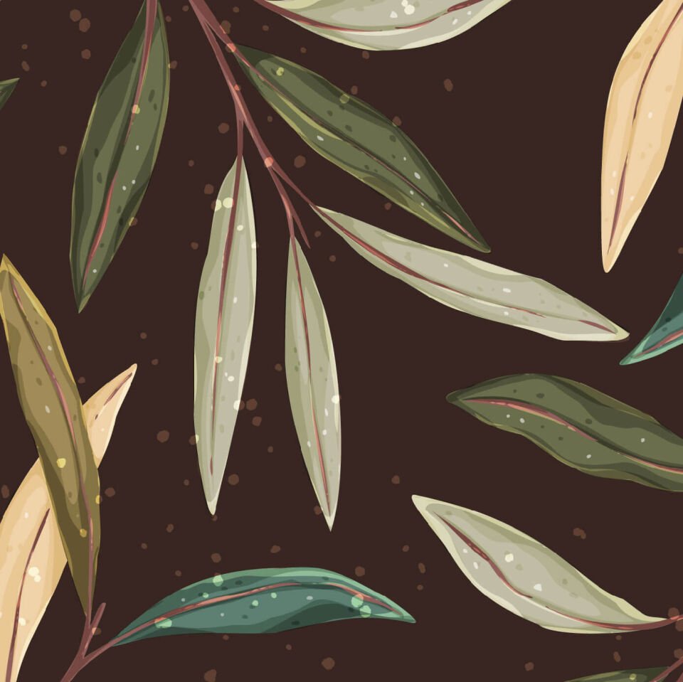 Minimal Yeşil Yapraklar Duvar Kağıdı