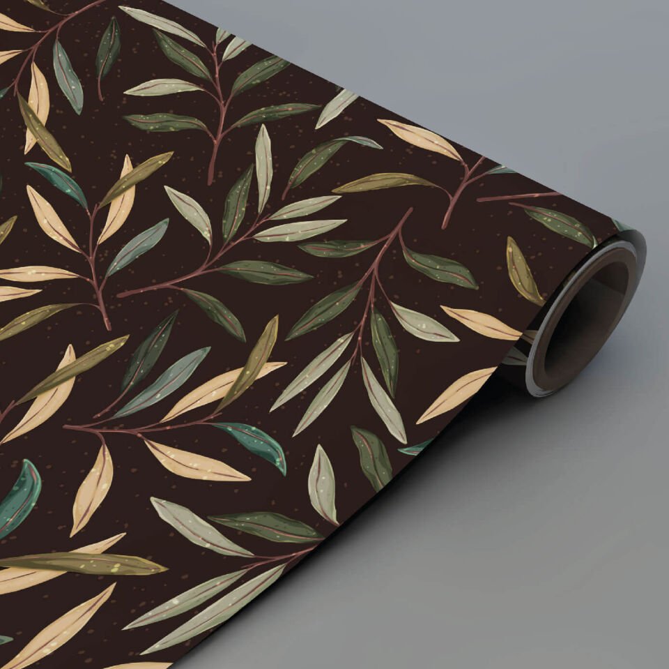 Minimal Yeşil Yapraklar Duvar Kağıdı