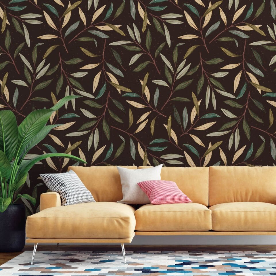 Minimal Yeşil Yapraklar Duvar Kağıdı