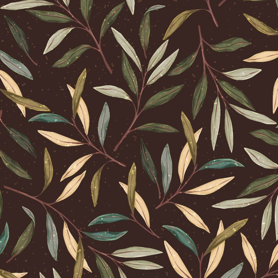 Minimal Yeşil Yapraklar Duvar Kağıdı