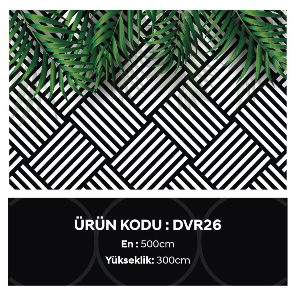 Geometrik Desenler ve Yapraklar Duvar Kağıdı