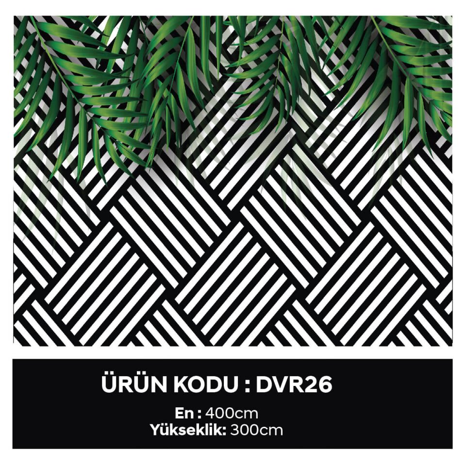 Geometrik Desenler ve Yapraklar Duvar Kağıdı