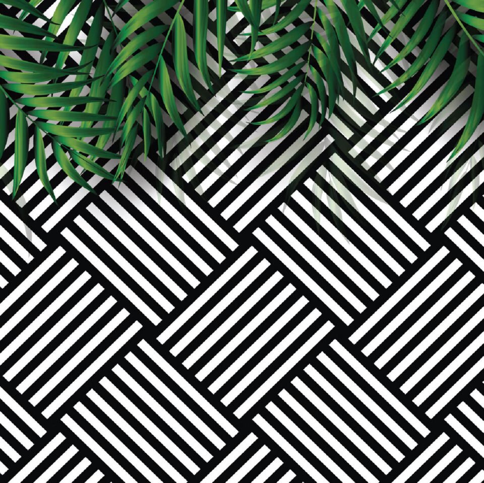 Geometrik Desenler ve Yapraklar Duvar Kağıdı