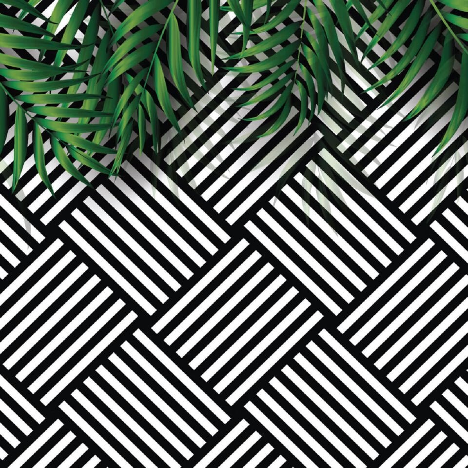 Geometrik Desenler ve Yapraklar Duvar Kağıdı