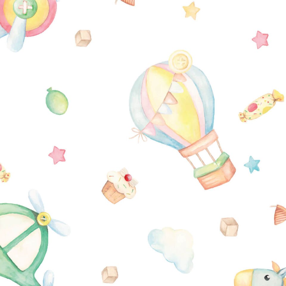 Sevimli Oyuncaklar Suluboya Duvar Kağıdı