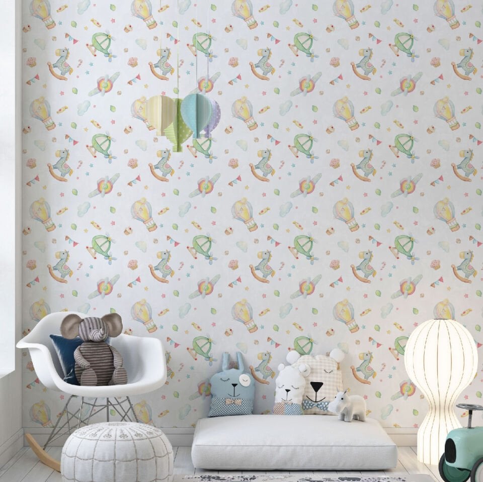 Sevimli Oyuncaklar Suluboya Duvar Kağıdı