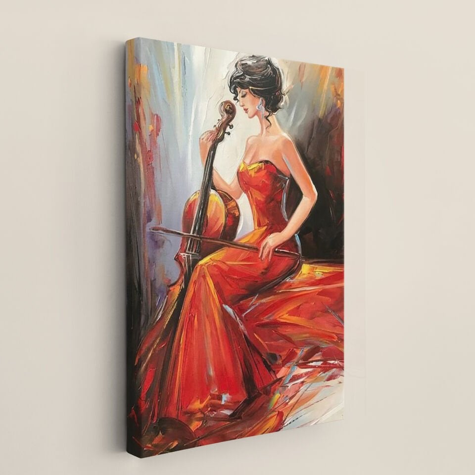 Kırmızı Elbiseli Kadın Kanvas Tablo