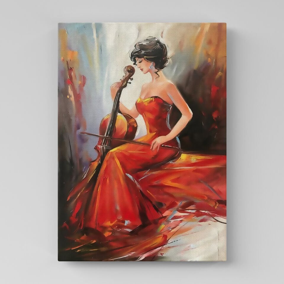 Kırmızı Elbiseli Kadın Kanvas Tablo