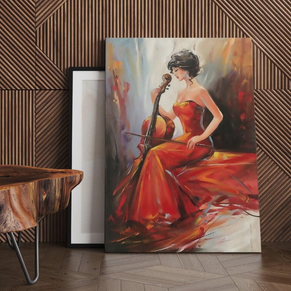Kırmızı Elbiseli Kadın Kanvas Tablo