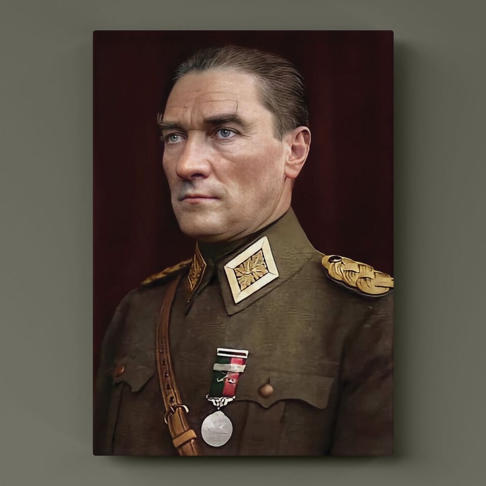 Atatürk Dijital Çizim Portre Kanvas Tablo