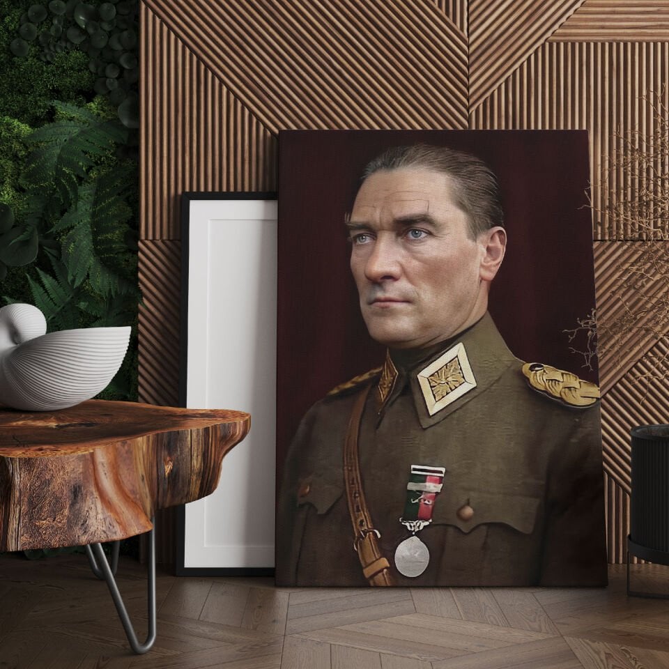 Atatürk Dijital Çizim Portre Kanvas Tablo