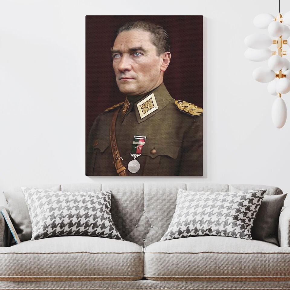 Atatürk Dijital Çizim Portre Kanvas Tablo