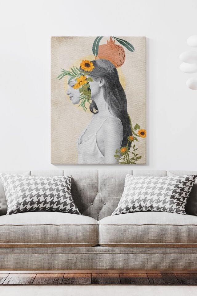 Soyut Bohem Tarz Kadın Kanvas Tablo