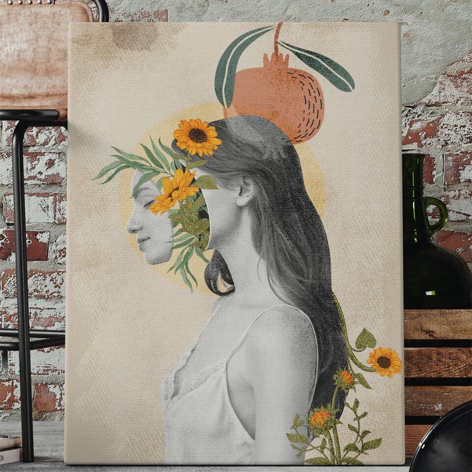 Soyut Bohem Tarz Kadın Kanvas Tablo