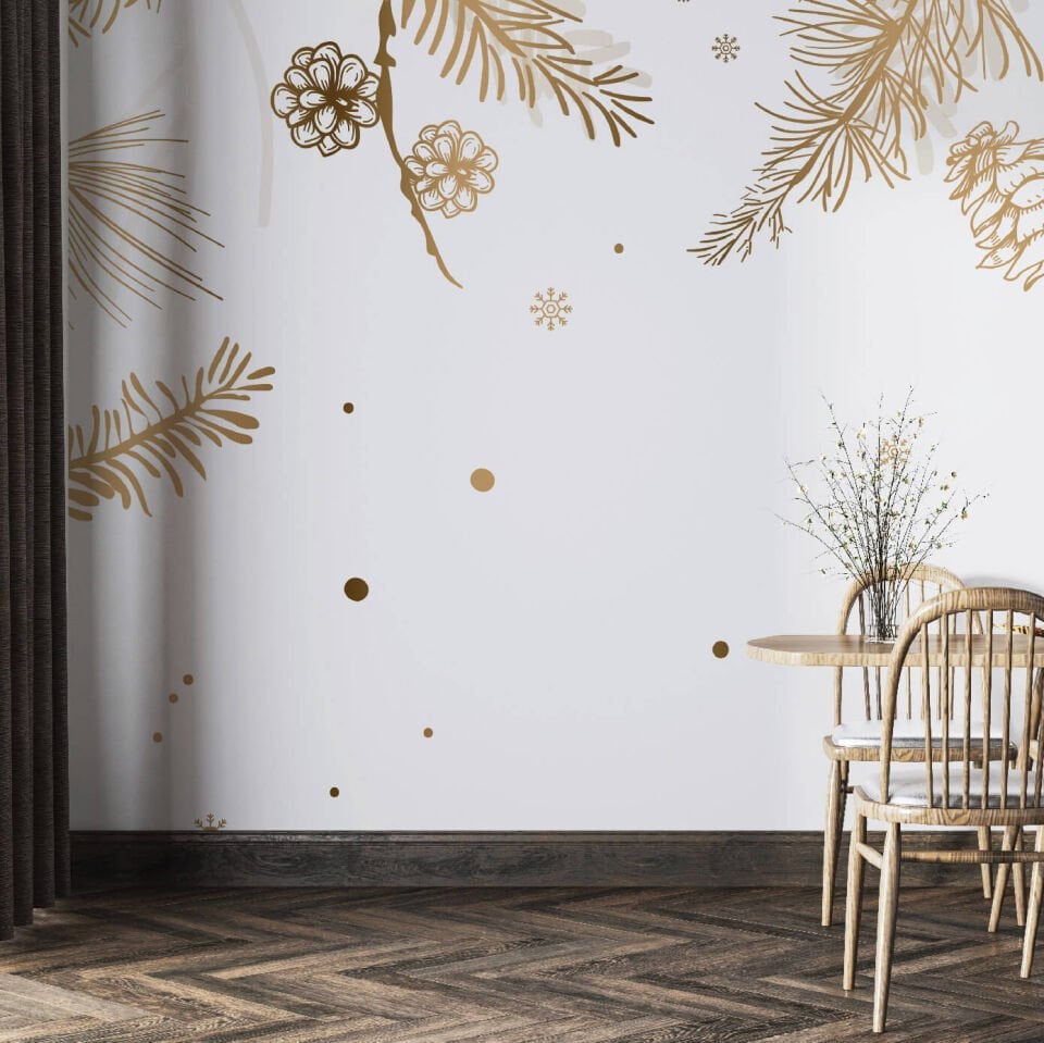 Gold Çiçekler Duvar Kağıdı