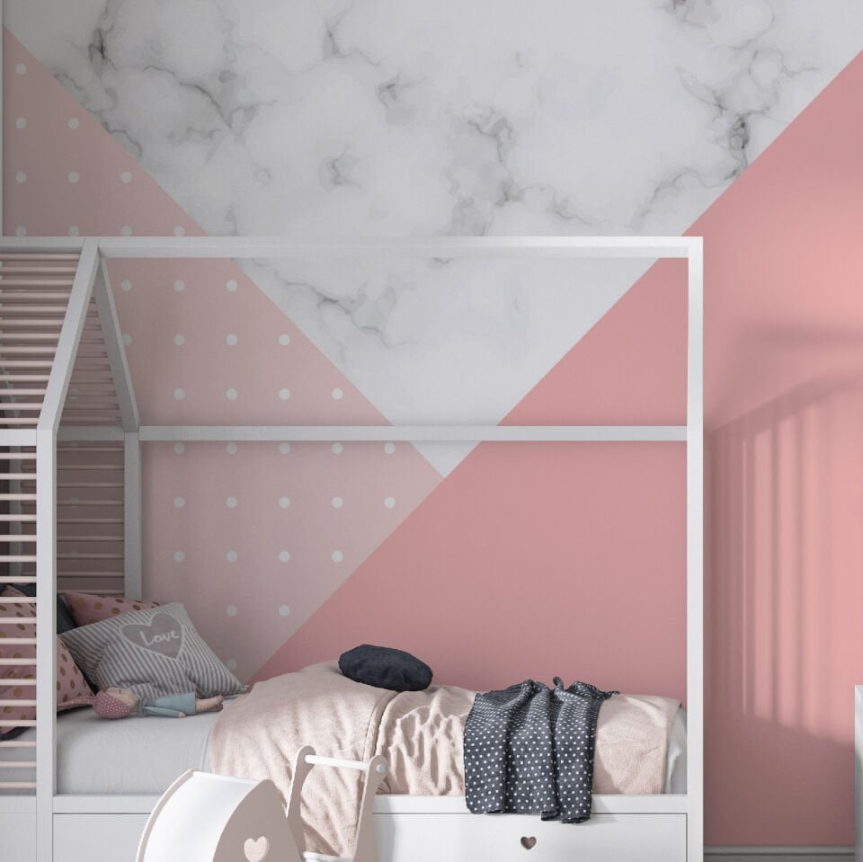 Pembe Puantiye ve Mermer Duvar Kağıdı