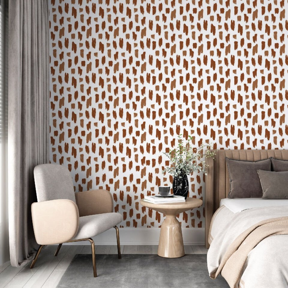 Kahverengi Fırça Deseni Duvar Kağıdı