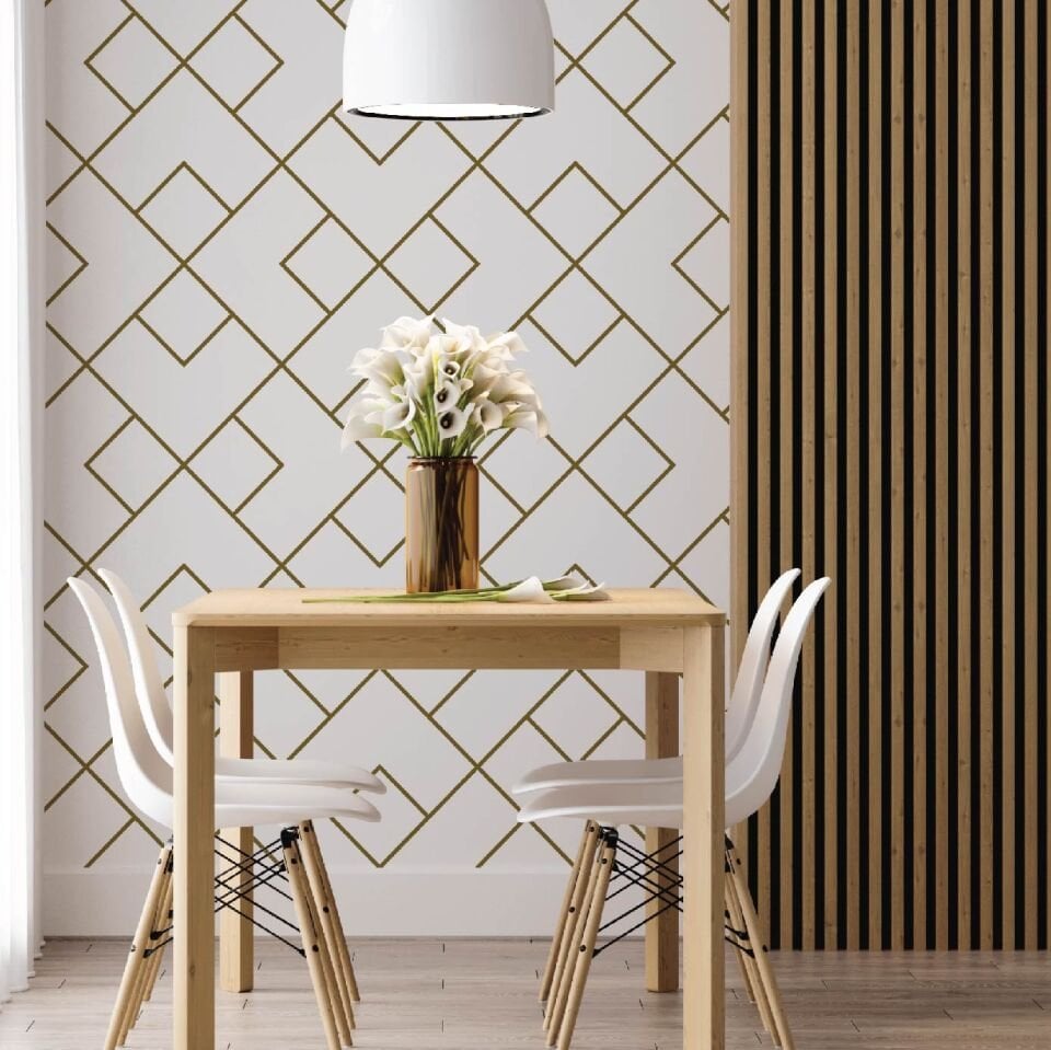 Gold Geometrik Desen Duvar Kağıdı