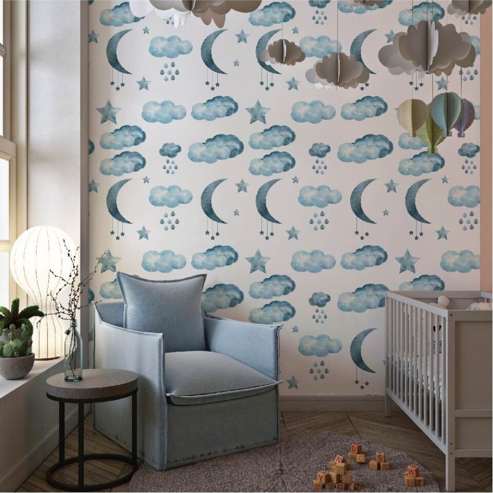 Ay Bulut ve Yıldızlar Duvar Kağıdı