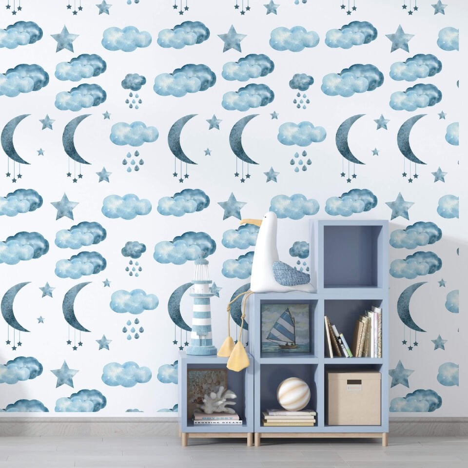 Ay Bulut ve Yıldızlar Duvar Kağıdı