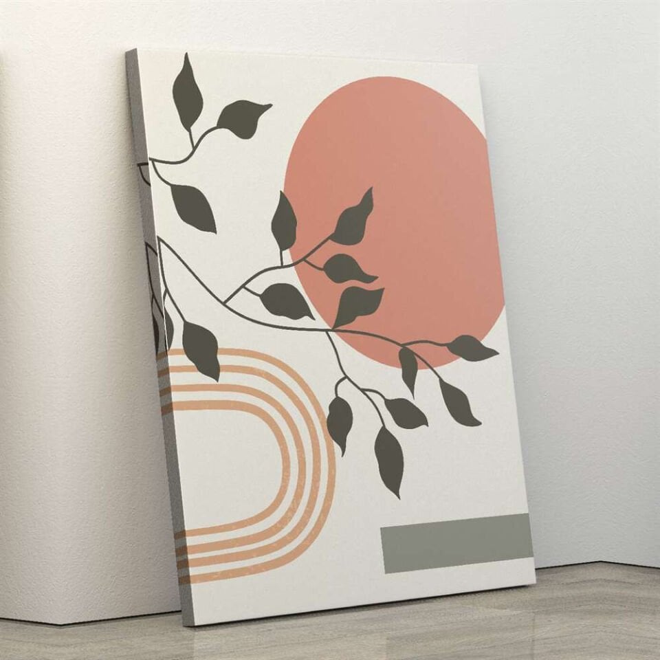 Yaprak Boho Desen Dekoratif Kanvas Tablo