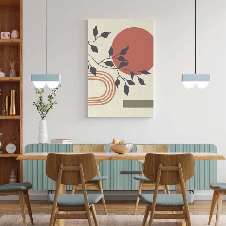 Yaprak Boho Desen Dekoratif Kanvas Tablo