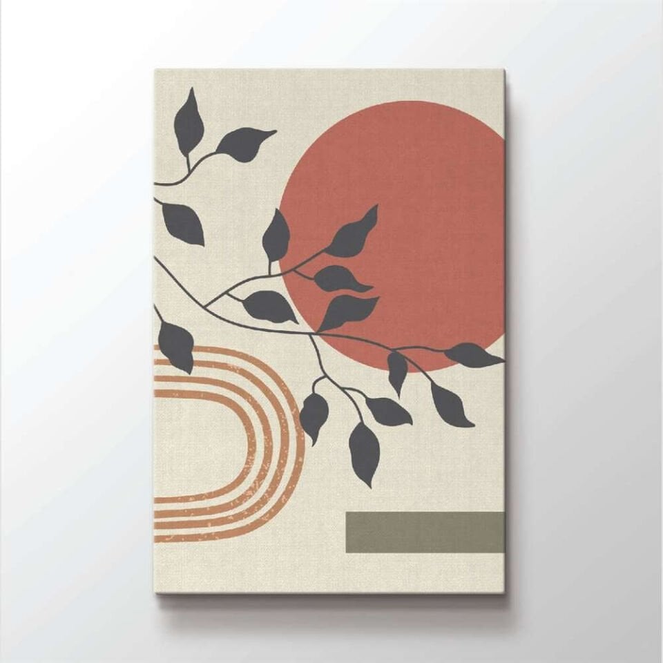 Yaprak Boho Desen Dekoratif Kanvas Tablo