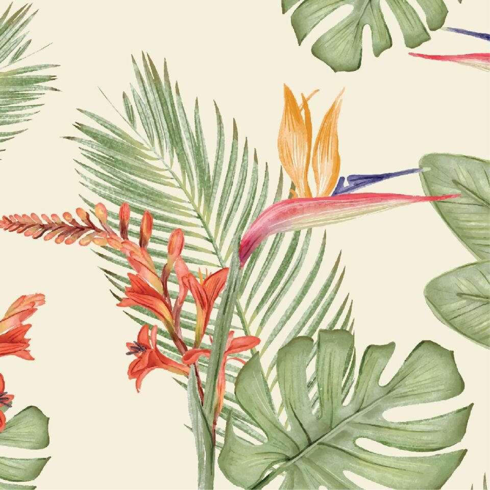 Tropikal Çiçek Duvar Kağıdı