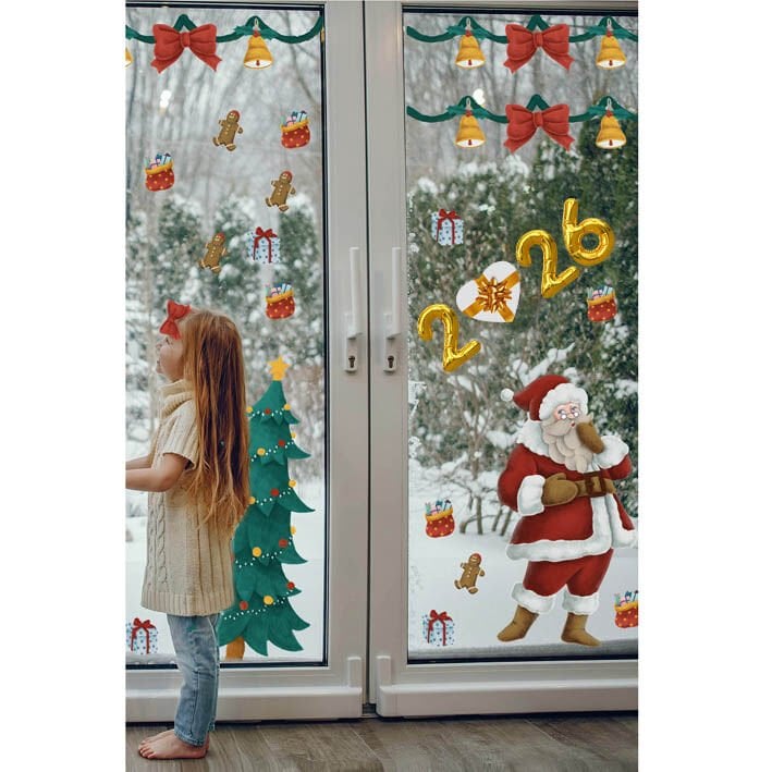 2026 Yılbaşı Sticker Seti Cam Duvar Süsü Yeni Yıl Sticker Çıkartma